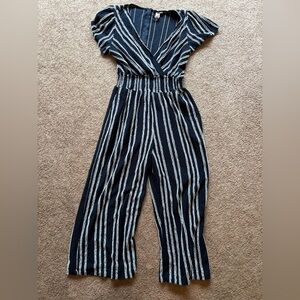 Anthropologie Dolan Jumpsuit Womens Medium Wide Leg Striped Blue.